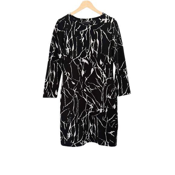 ΒΙΤΤΕ ΚΑΙ RAND Abstract Marble Dress Black & White Size L Designer Knit Dress - Picture 1 of 7